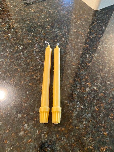 100% Pure Beeswax Taper Candles. Set of 2 pure organic beeswax candles, 10" elegant taper candles. White beeswax or Natural beeswax tapers