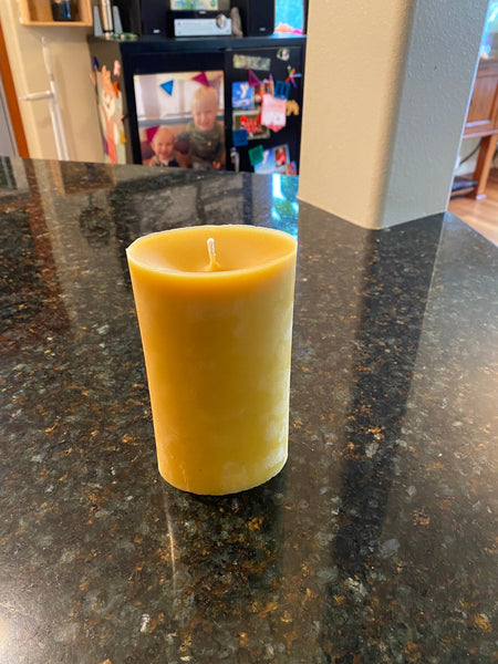 100% Pure Beeswax 3" Pillar Candle 6" Tall