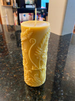 100% Beeswax Candle - Fern Print Pillar - 2.5" x 7"