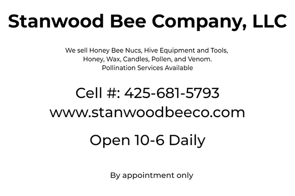 Stanwood Bee Company contact information: 425-681-5793, by appointment