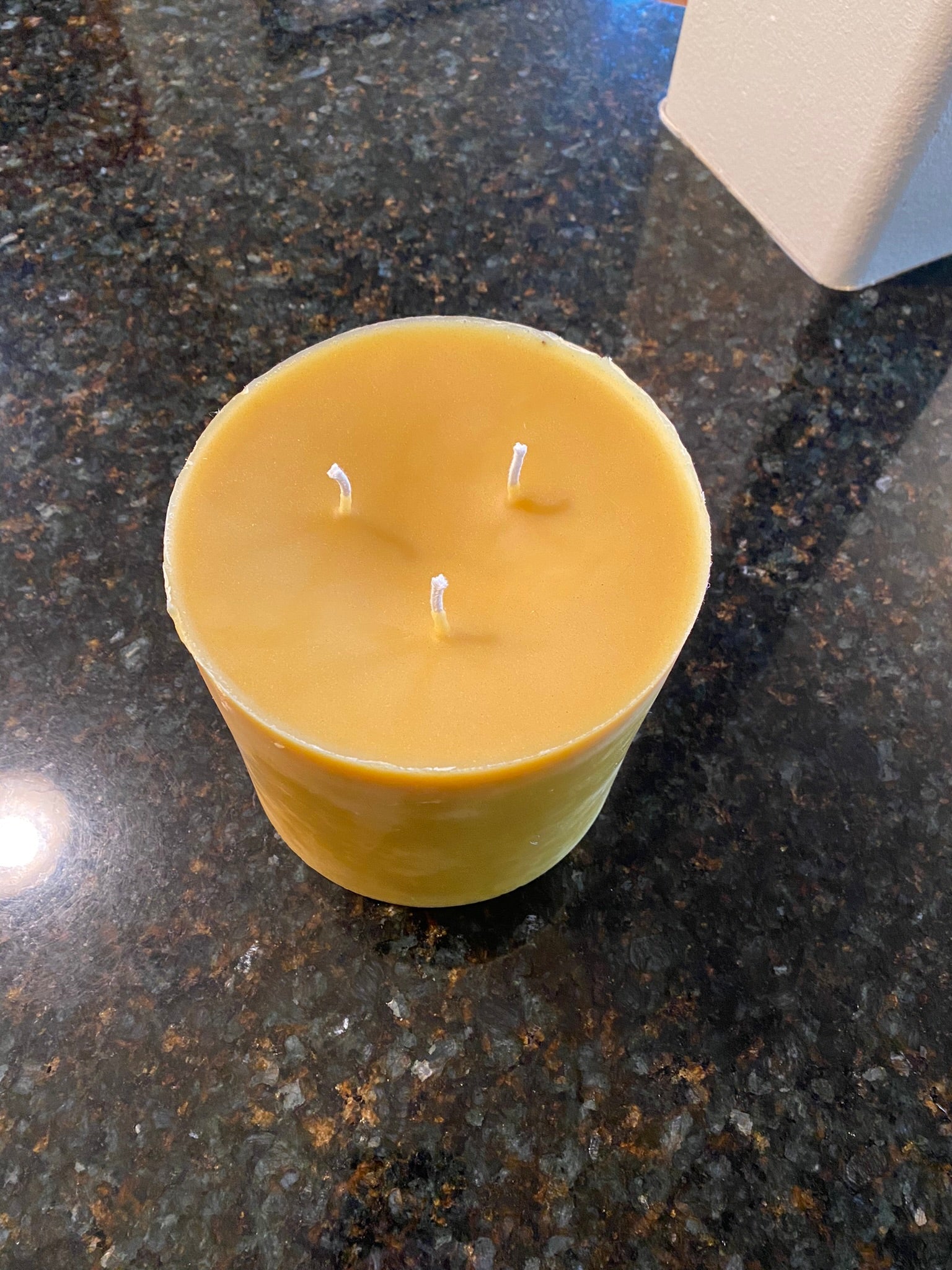 100% Pure Beeswax Pillar Candle-extra large 3 wick Beeswax Pillar Candle-Pure Organic Beeswax Candle-extra large 6” diameter up to 6” tall - Image 2