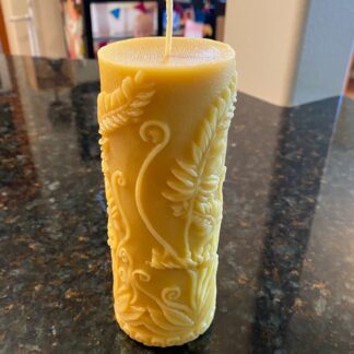 100% Beeswax Candle - Fern Print Pillar - 2.5" x 7"