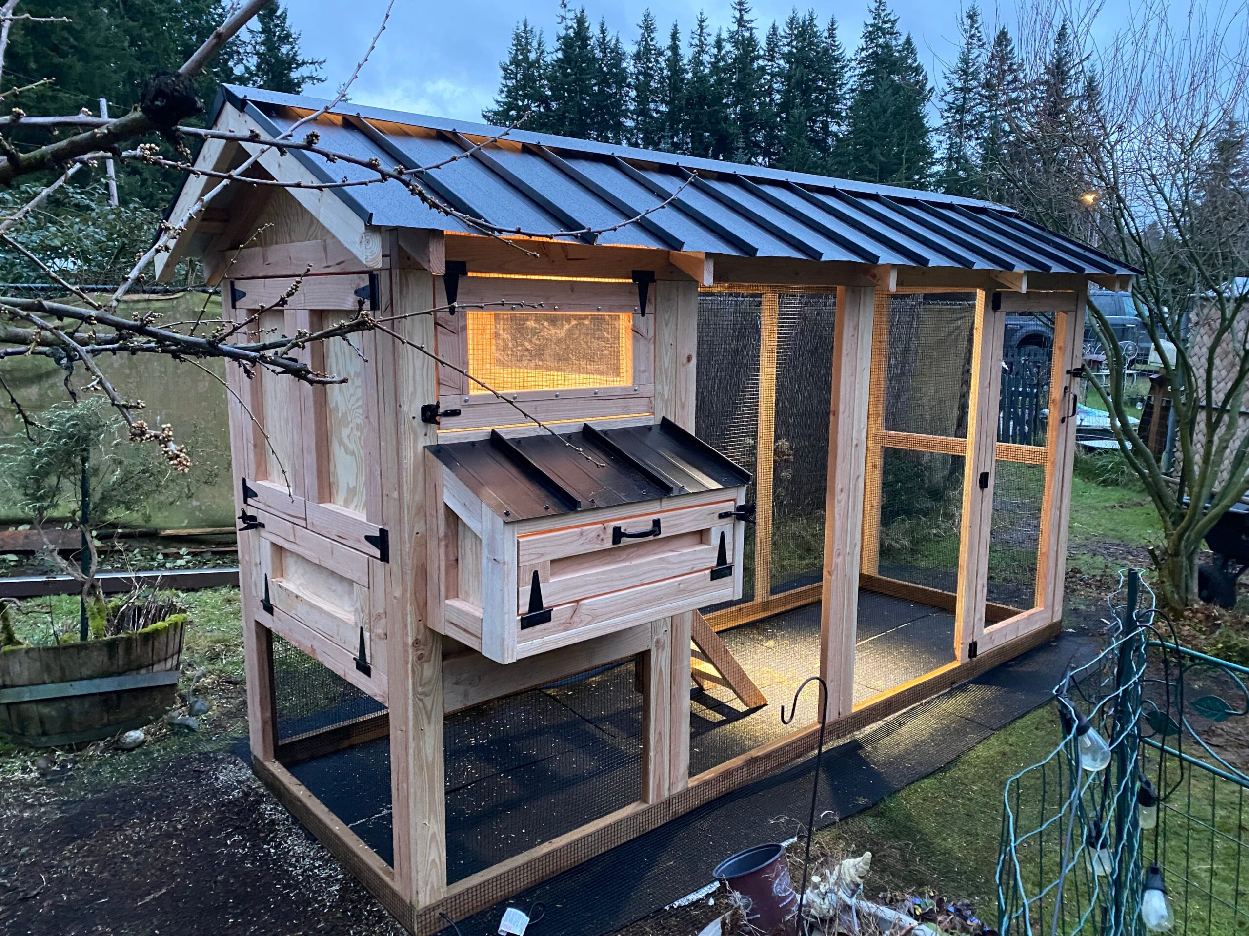 Walk-In Chicken Coop 4’ Wide – Built On Site | Douglas Fir Frame | Washington